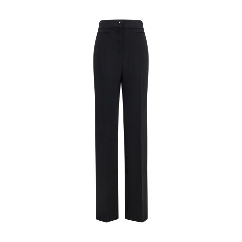 Wool Flared Trousers — Black