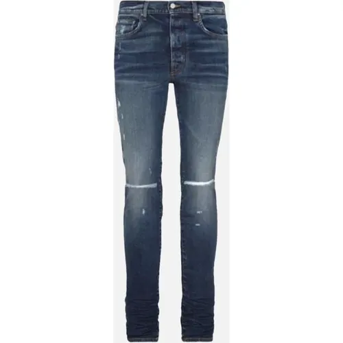 Men's Amiri Slim Fit Slash Deep Classic Blue Denim Jeans - Size: 30/32