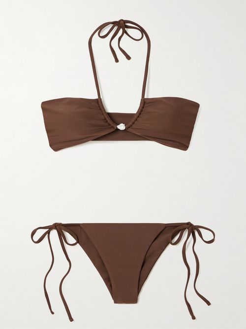 Bikini Dos Nu En Econyl® Stretch À Perle Bahia - Marron