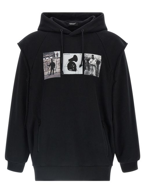 Photographic-Print Cotton Hoodie — Black