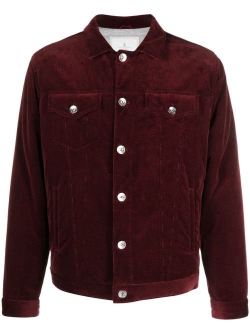 Corduroy padded shirt jacket - Red