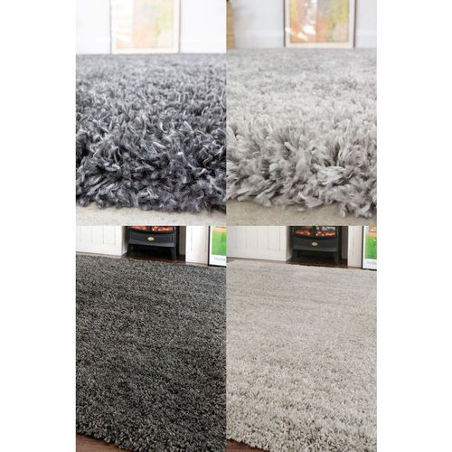 Grey Soft Fluffy Shaggy Living Room Cosy Fireside Area Rugs