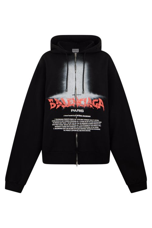 Men's Cotton Zip-Up Hoodie with Contrast Graphic Print
