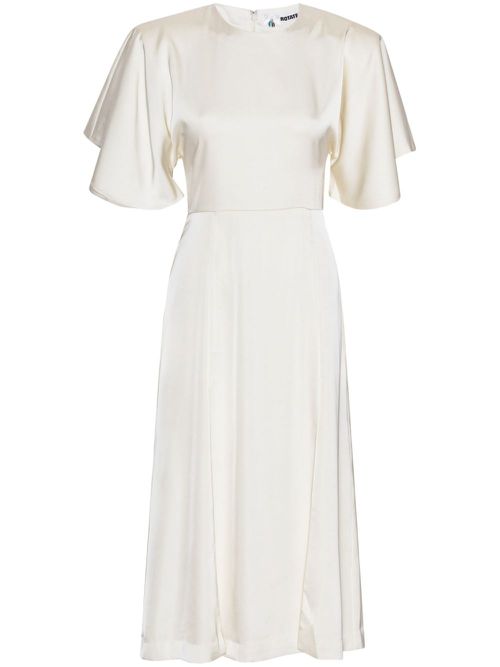 Satin midi slit dress - Neutrals