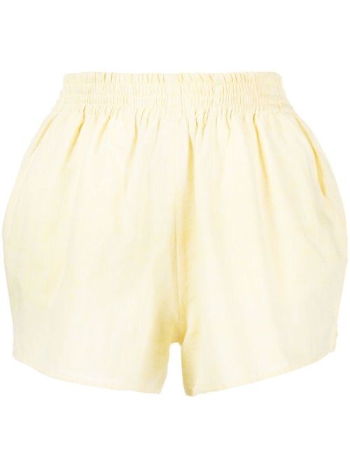 Elasticated-waistband cotton-linen blend shorts - Yellow