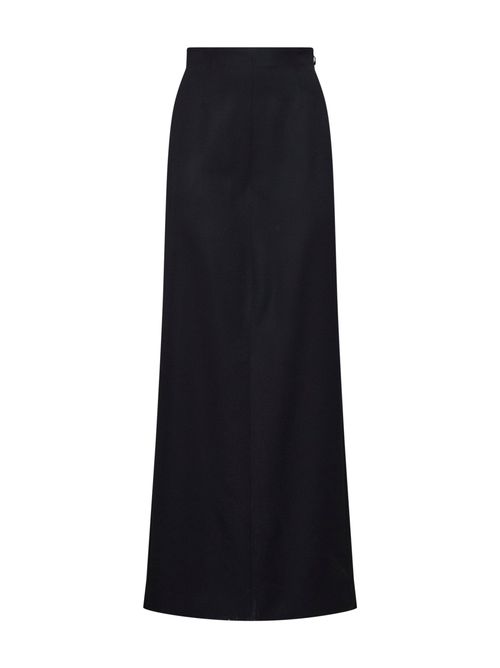 Virgin Wool Straight Maxi Skirt — Black