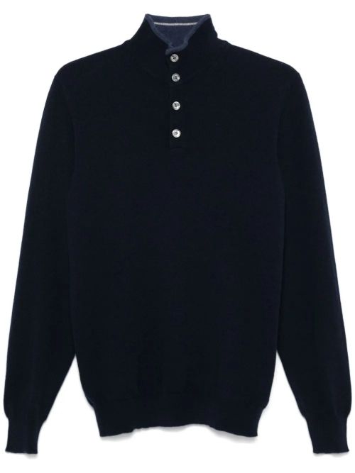 Cashmere Knit Sweater — Navy