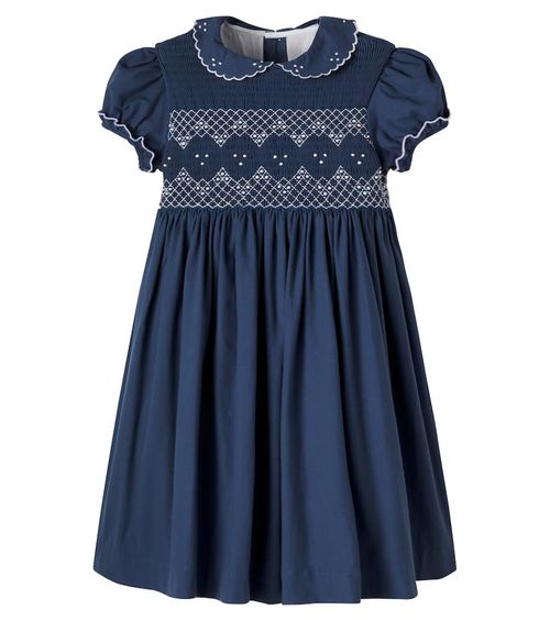 Embroidered smocked cotton dress