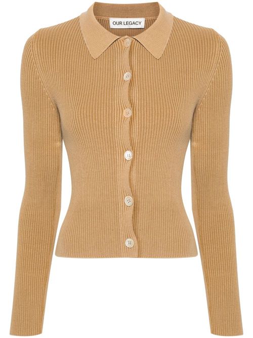 Mazzy fine ribbed cardigan - Neutrals