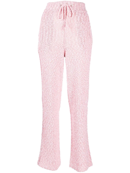 Drawstring-Fastening Knit Trousers — Pink