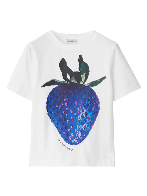Girls' Hand-Painted Strawberry Short Sleeve T-Shirt