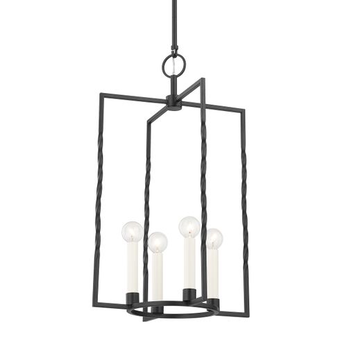 Textured Black Four Light Lantern from the Adelaide Collection