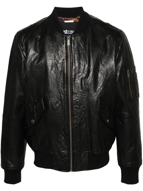Leather bomber jacket - Black