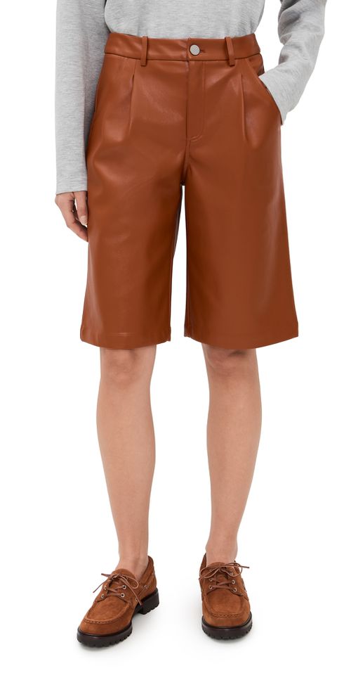 Jade Faux Leather Shorts Cognac