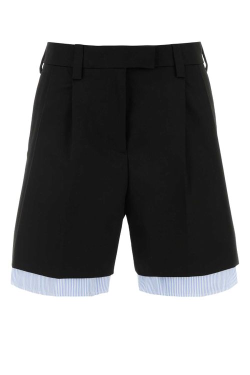 Cotton Blend Bermuda Shorts — Black