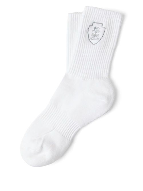 Logo-embroidered socks - White