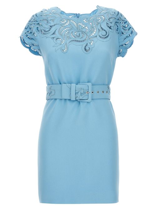 Lace-Trimmed Dress — Blue