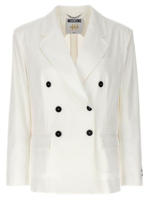 Double-Breasted Cotton Blazer — White