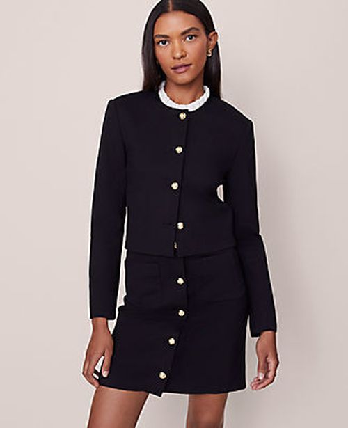 Ann Taylor The Petite Crew Neck Jacket in Ponte