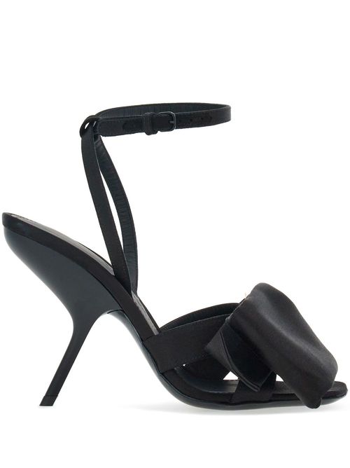Asymmetric-bow satin sandals - Black