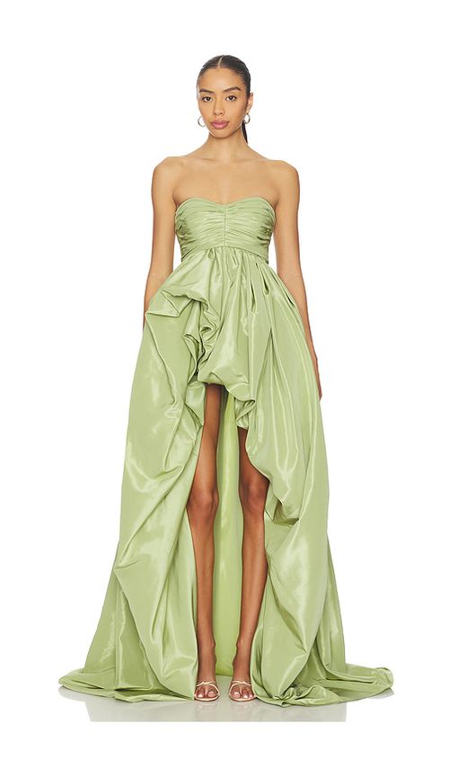 AKNVAS Evy Taffeta Gown in Sage. 2. Also