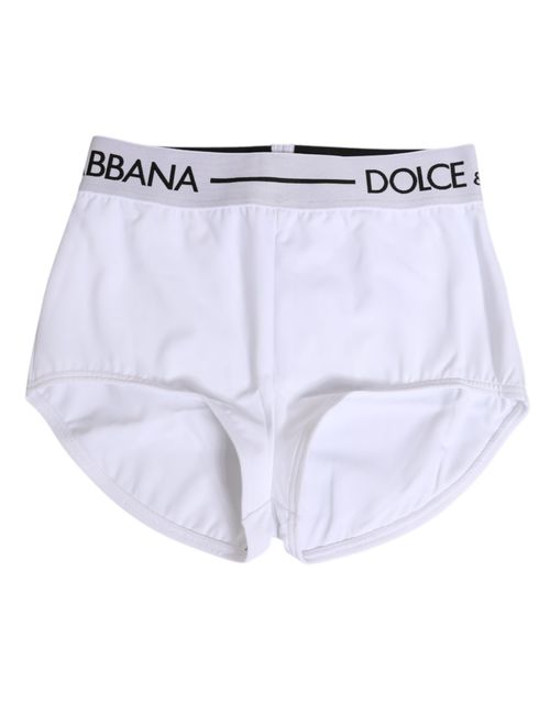 White Nylon Logo Waistband Shorts Underwear Elastane