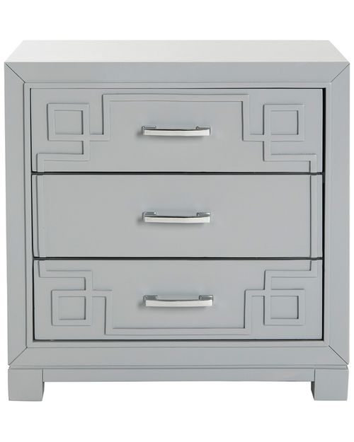 Raina Three Drawer Greek Key Night Stand