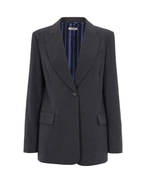 Single-Breasted Dark Grey Blazer — Gray