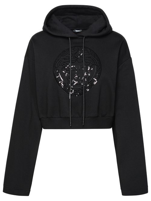 Medusa Black Cotton Sweatshirt