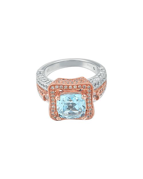 Silver 6.60 ct. tw. Blue Topaz & White Topaz Ring