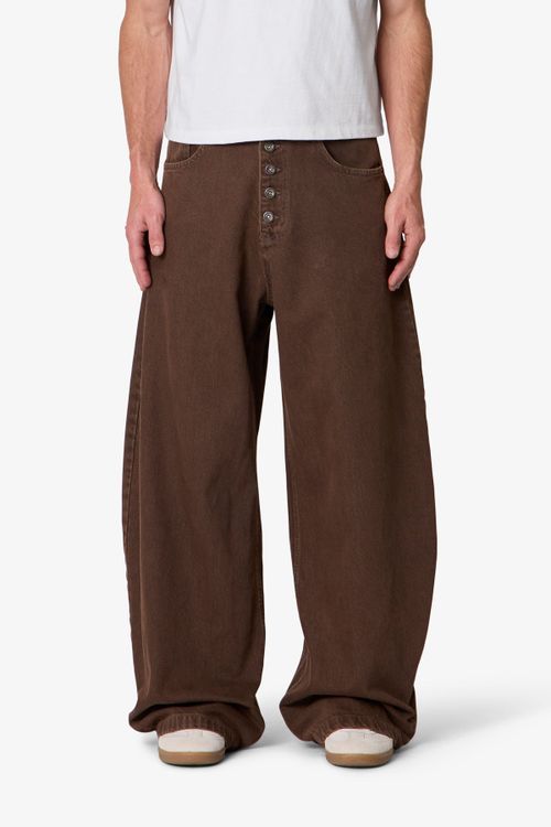 Exposed Shank Barrel Denim - Brown