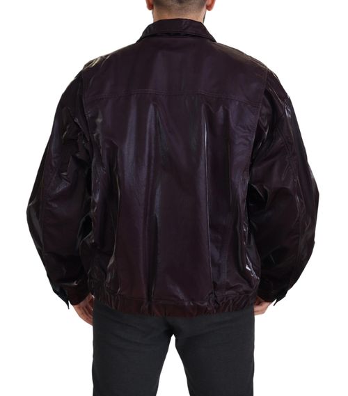 Nylon Collared Jacket — Burgundy