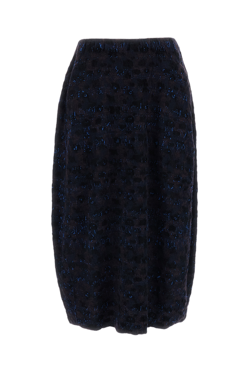 Multicolor Jacquard Knit Midi Skirt With Elasticated Waist