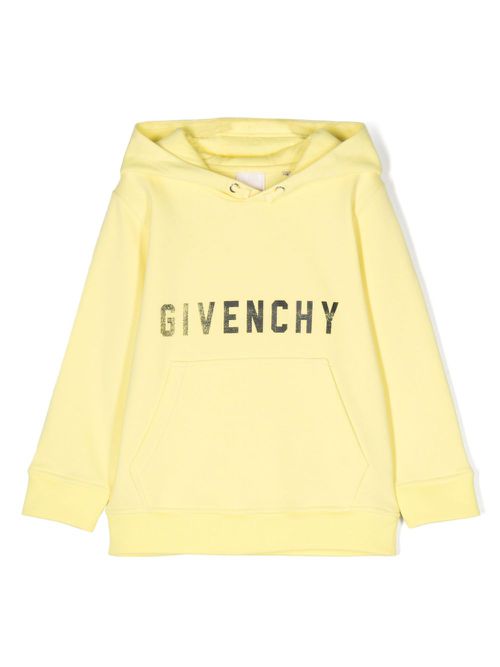 Logo-print cotton hoodie - Yellow