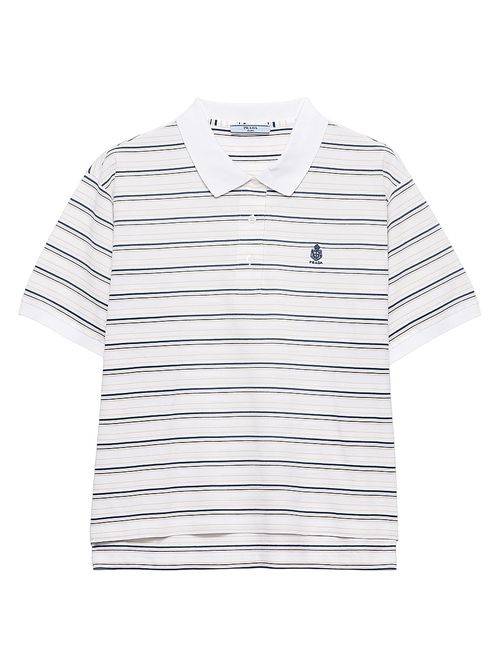Women's Striped Piqué Polo Shirt - White