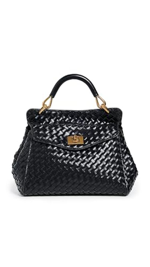 JW PEI Women's Lucia Classic Top Handle Woven Bag, Black, One Size