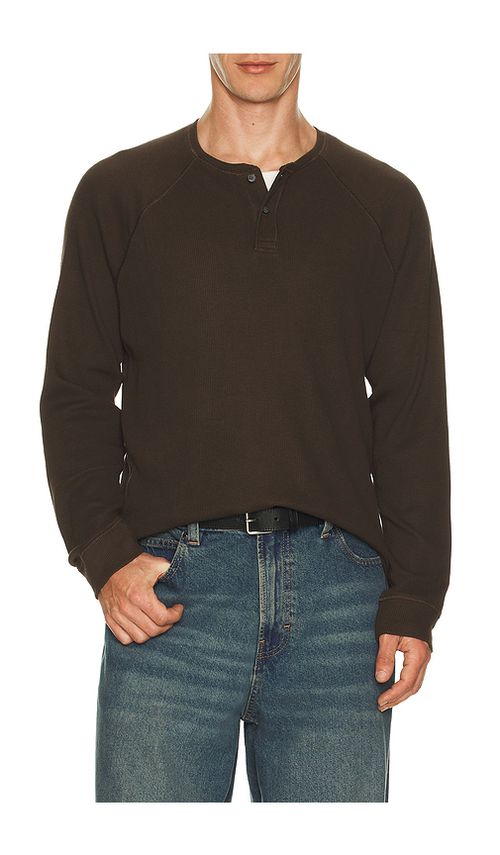 PAIGE Abaroa Henley in Brown. XXL/2X. Also in M, S, XL/1X