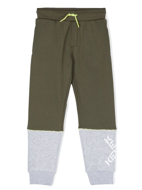 Colour-block logo-print track-pants - Green