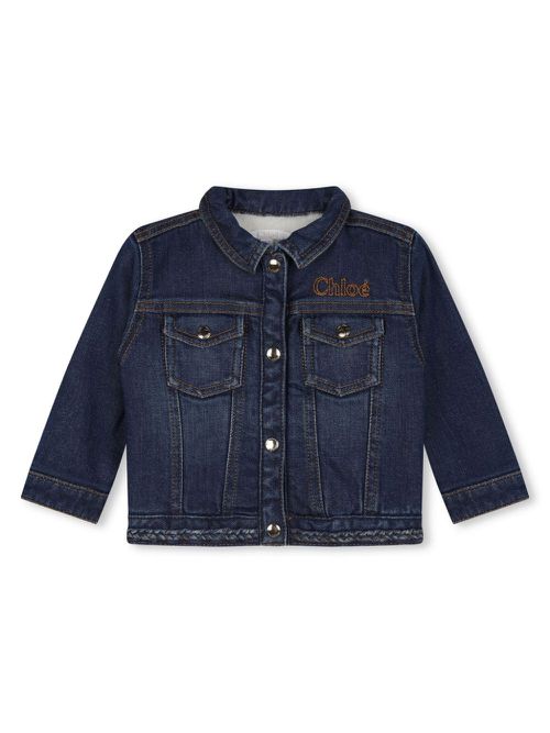 Logo-embroidered denim jacket - Blue