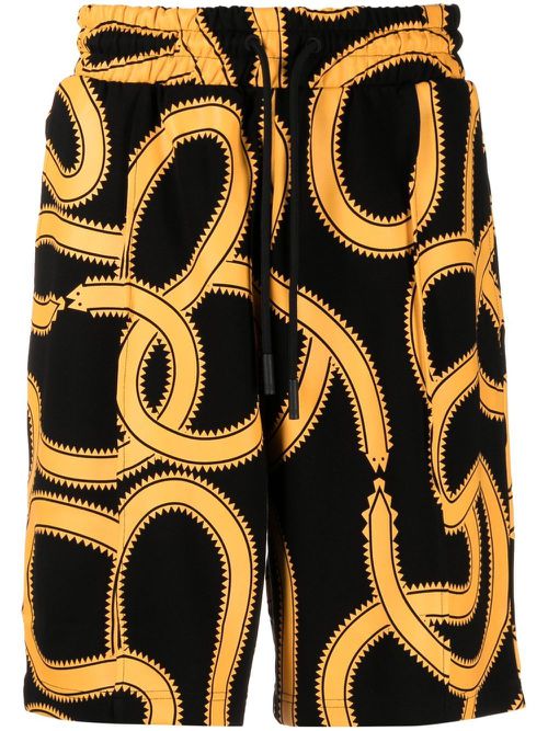 Snakes print track shorts - Black