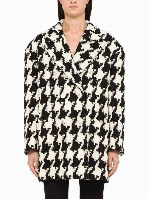 Houndstooth wool-blend coat - Black