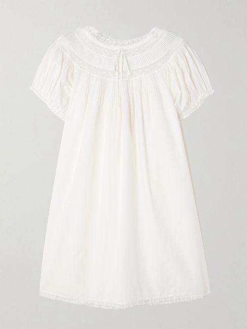 Daphne Lace-trimmed Pintucked Organic Cotton-voile Mini Dress - White