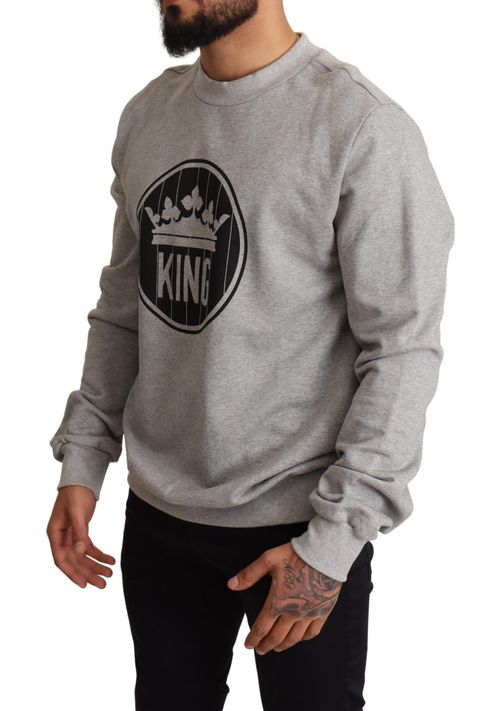 Logo-Embroidered Crown King Print Sweatshirt — Gray