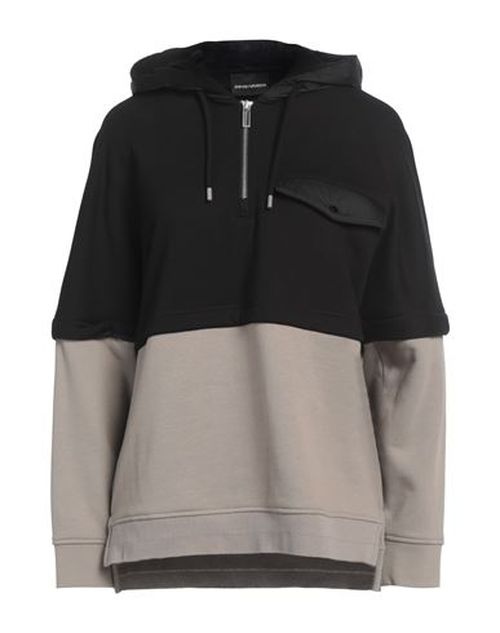 Woman Sweatshirt Black Size M Cotton, Polyamide, Elastane
