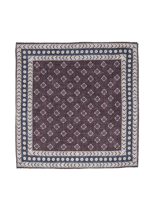 Reversible silk pocket square - Purple