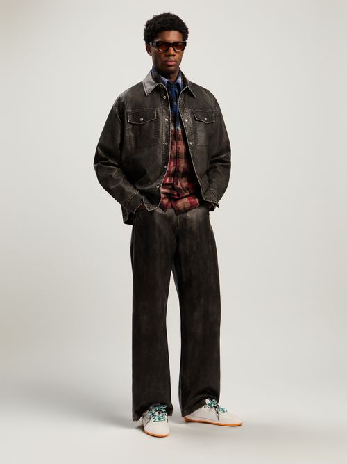 Curved Logo Coated Pants Man  Dark Grey