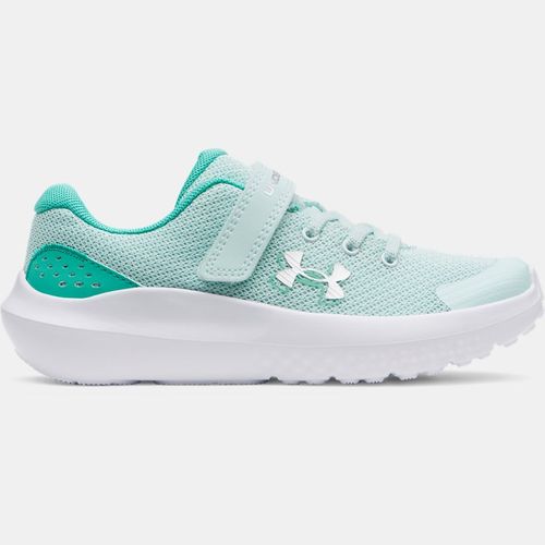 Under Armour Surge Running Girls' Pre-School Shoes Refresh Mint / Green Mode / Metallic Silver