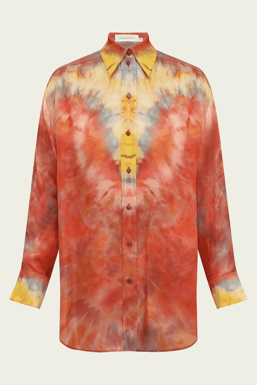 Alchemy Relaxed Satin Shirt in Ruby Tie Dye
