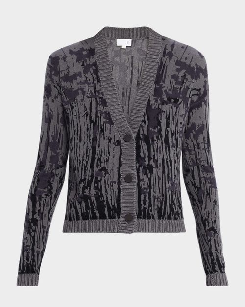 Cashmere Abstract-Print Cardigan