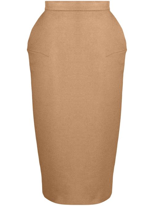 Babele dart-detail brushed midi skirt - Brown
